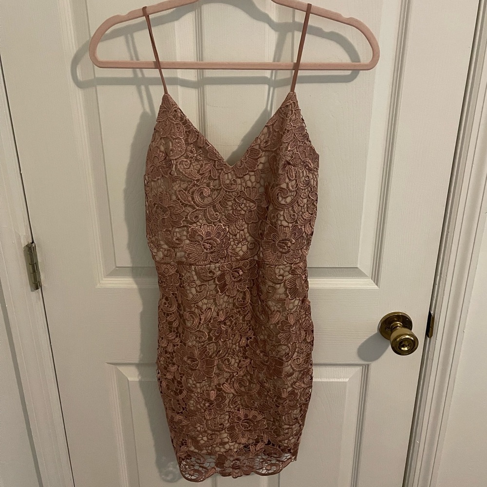 Express V-Neck Crochet Lace Sheath Dress